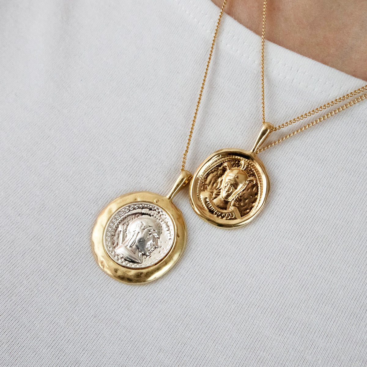 Double coin charm necklace