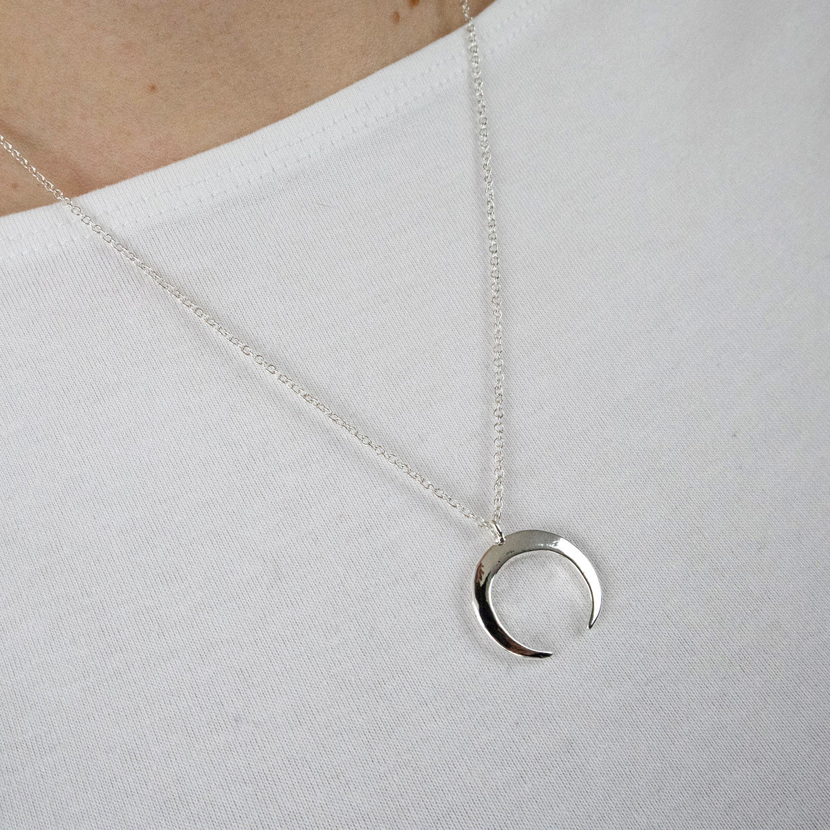 Half moon silver necklace