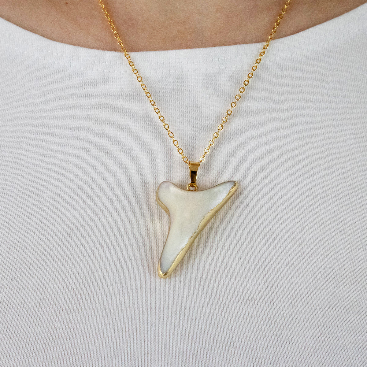 Shark tooth gold necklace