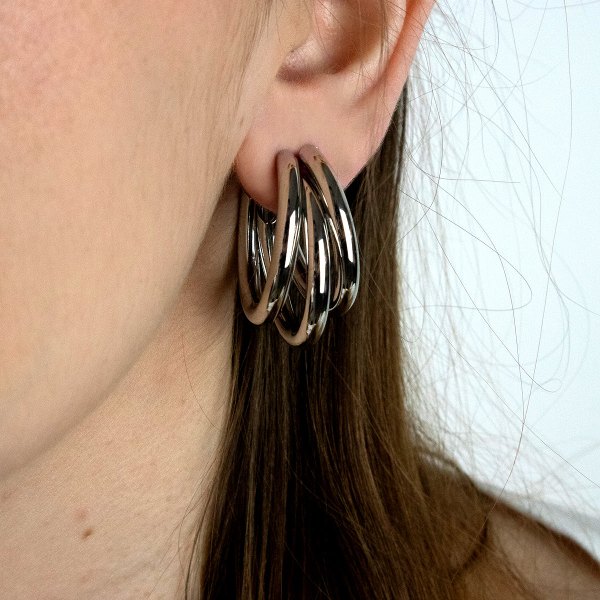 Triple Hoops Silver earrings